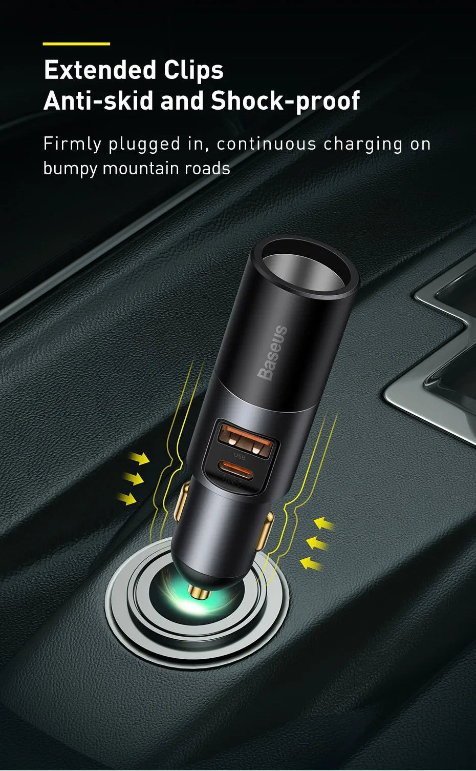 Baseus 120W Car Charger | QC4.0 + PD 3.0 Fast Charging | Dual USB Type-C Adapter