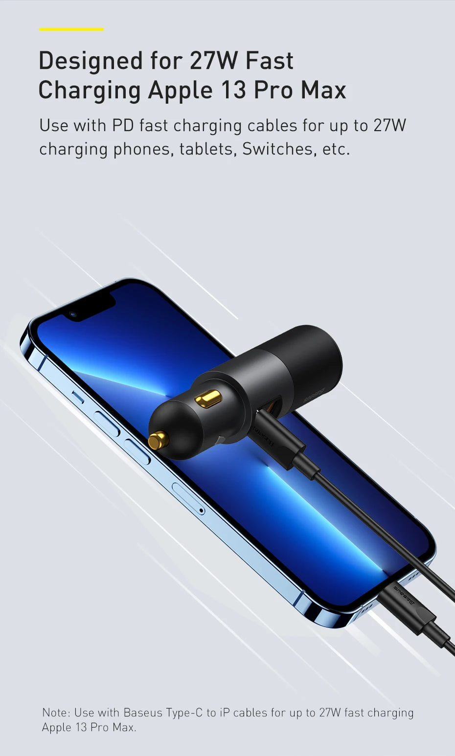 Baseus 120W Car Charger | QC4.0 + PD 3.0 Fast Charging | Dual USB Type-C Adapter