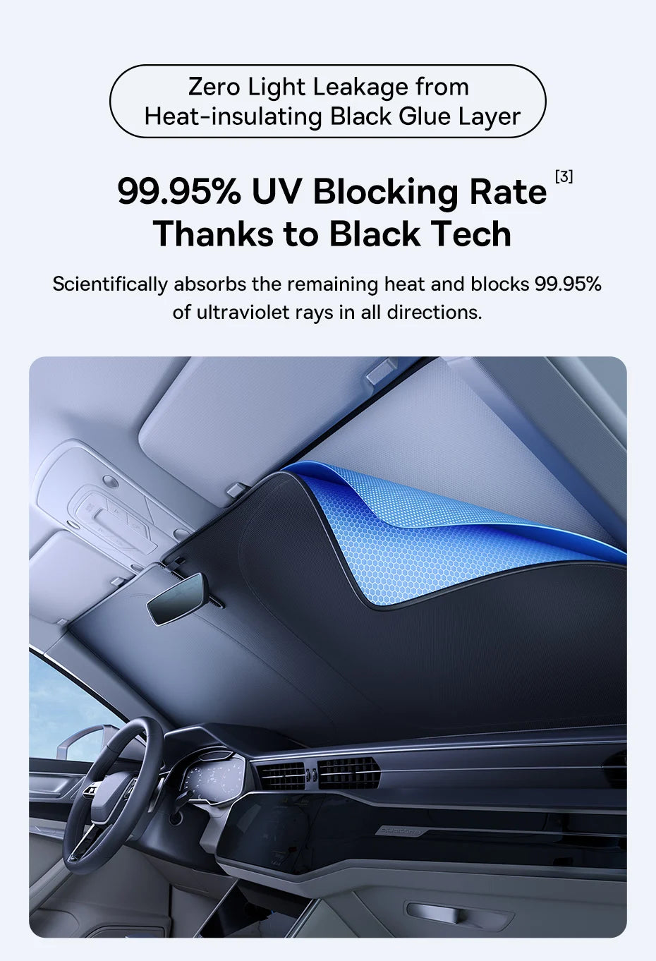 Baseus DT1 Car Sunshade – Foldable Windshield Cover, UV Protection, Keeps Car Cooler