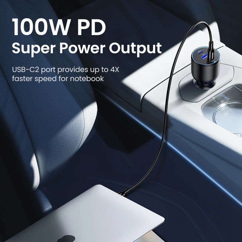UGREEN 130W USB-C Car Charger – Fast Charging Adapter QC4.0 + PD3.0 for Phones, Laptops & Tablets