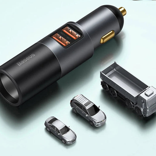 Baseus 120W Car Charger | QC4.0 + PD 3.0 Fast Charging | Dual USB Type-C Adapter